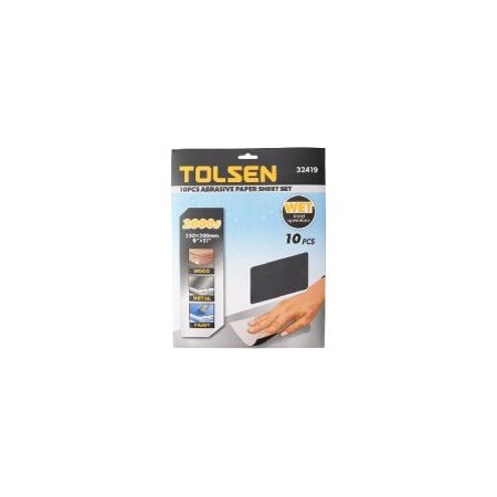 Tolsen Wet Sandpaper 1000 Grit, 10PK 32416
